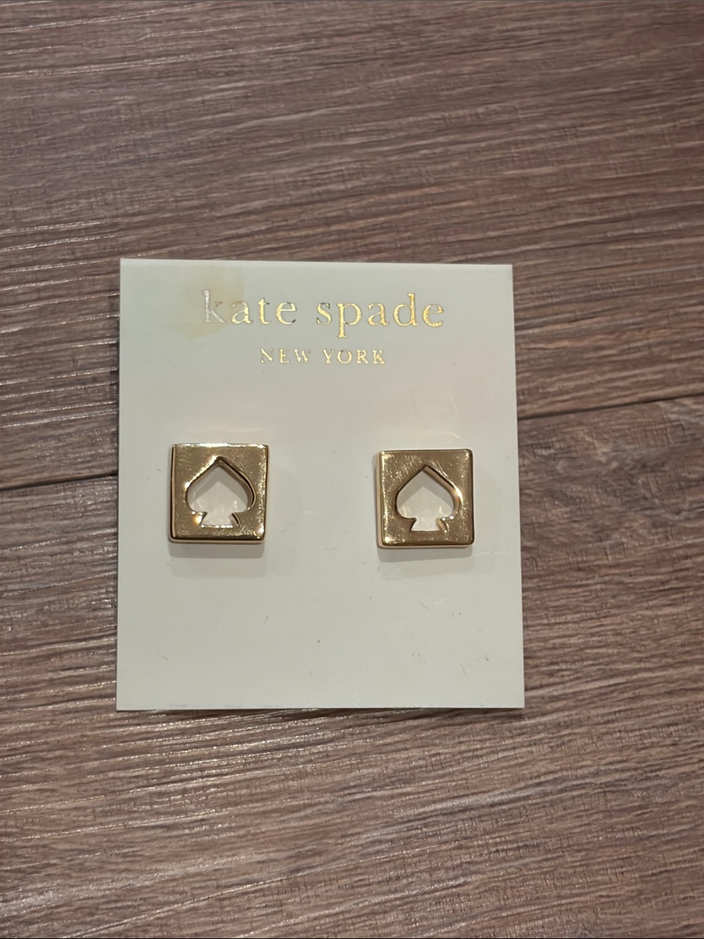 kate spade gold square spade cutout stud earrings